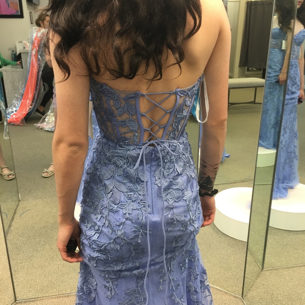Sherri hill blue prom dress corset